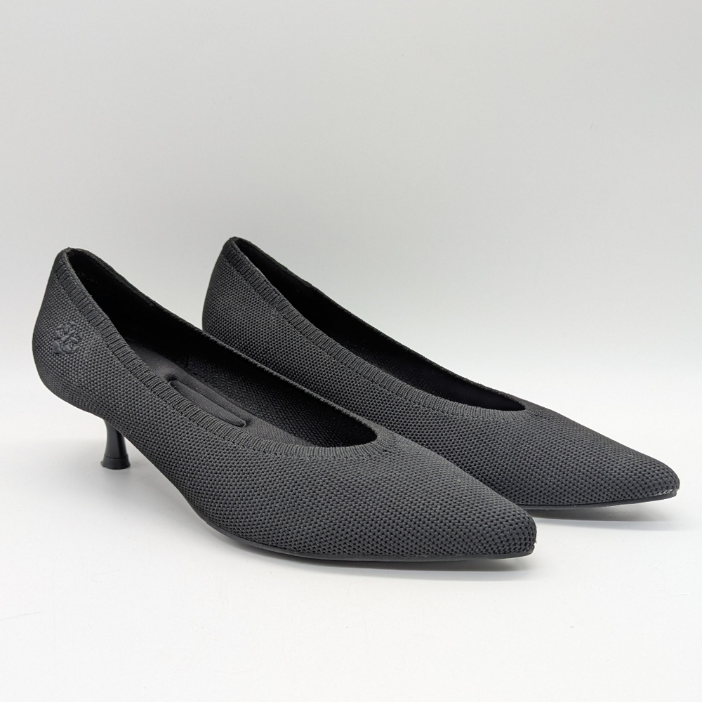 Sole Lovers Black Woven Kitten Heel Shoe 6